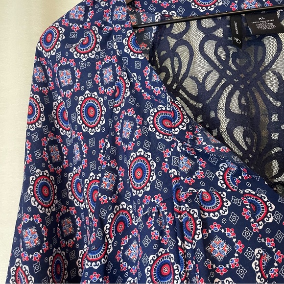 New Directions Boho Bandanna Print Blouse - Picture 10 of 11